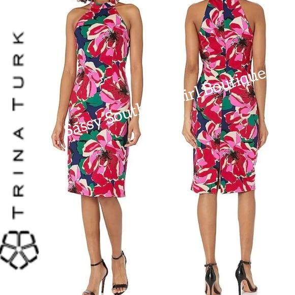Trina Turk Women's Zuri Striped Ruffle Hem Halter Mini Dress
